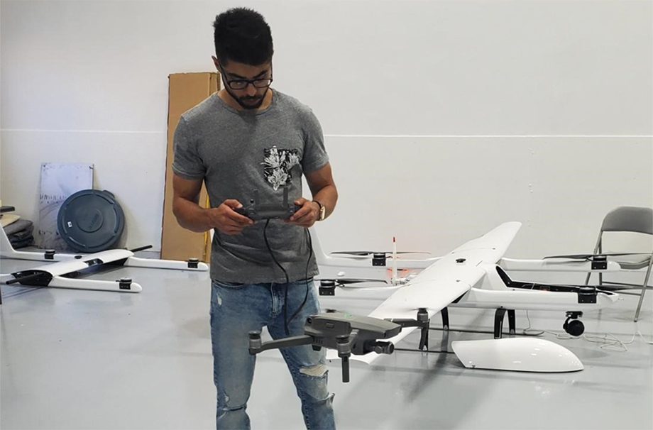 Student testing smaller drone units